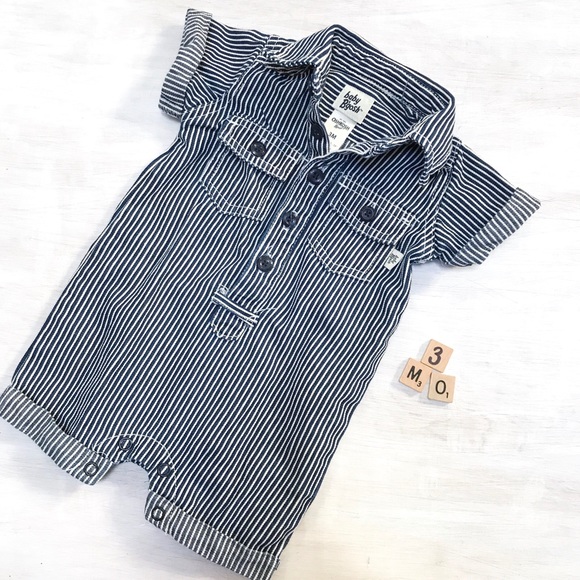 OshKosh B'gosh Other - Engineer Striped Polo Romper | 3 Mo Coverall